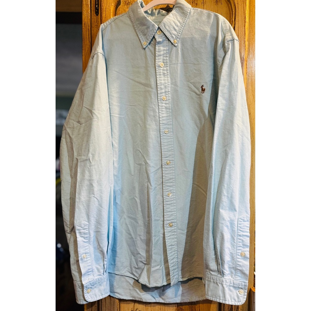 Ralph Lauren Mens Light blue Cotton Oxford Button Down Shirt Long Sleeve L